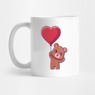 Cute brown bear holding love balloon Mug